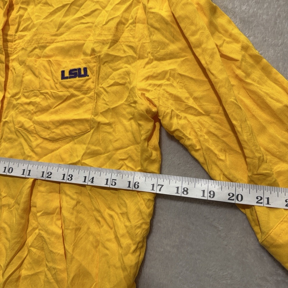 UGApparel LSU Tigers Tunic Blouse Womens S Gold Pleated 3/4 Sleeve Button Shirt - Picture 10 of 11